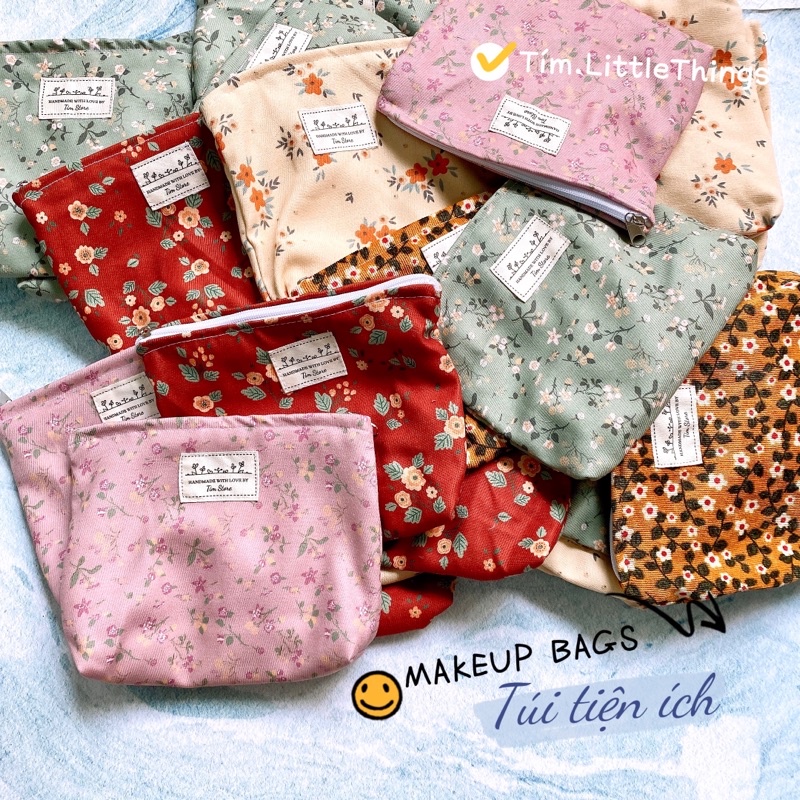 TÚI MỸ PHẨM, BÓP VẢI ĐA NĂNG HOA , TIỆN ÍCH ĐỒ CÁ NHÂN HANDMADE