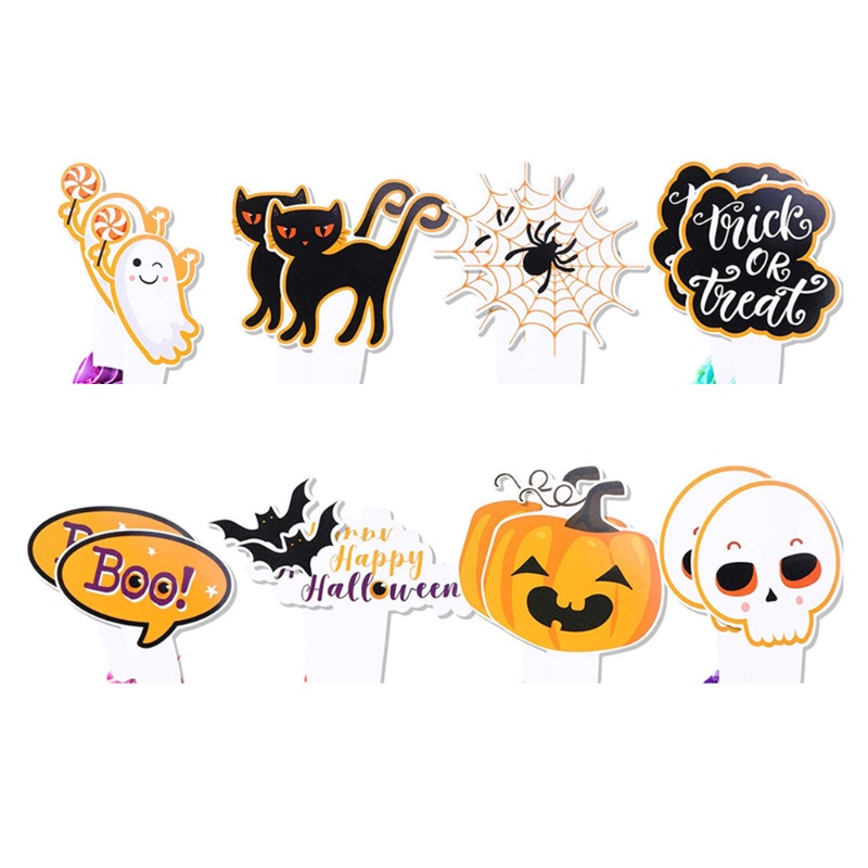 Set 16 Que Cắm Trang Trí Bánh Phong Cách Halloween