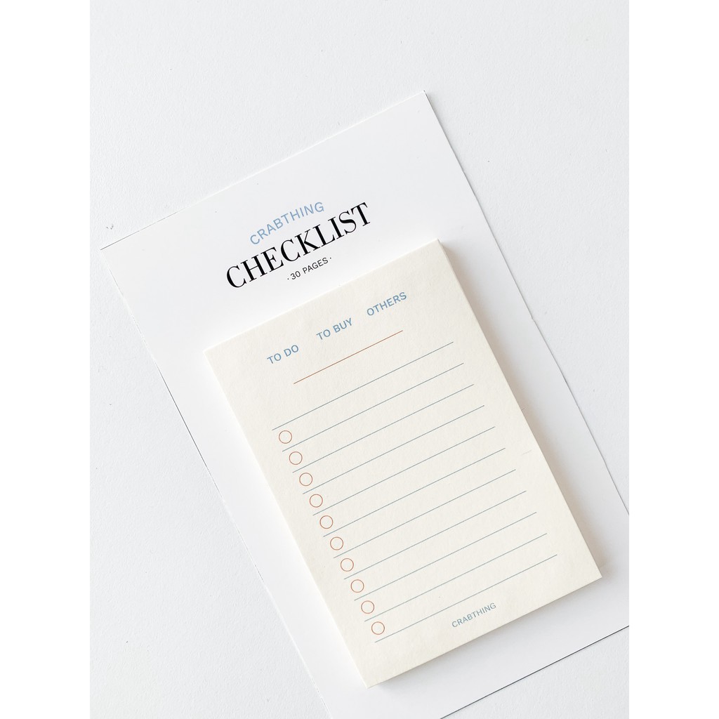 Giấy note ghi chú danh sách  - Crabit Checklist Notepad - 30 tờ Chính Hãng Crabit