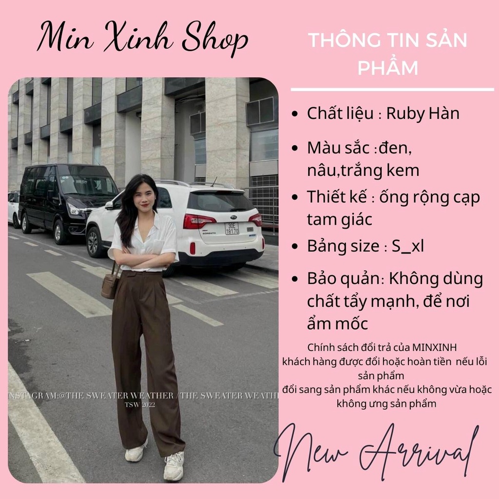 Quần Ống Suông Ru.by Nắp Túi Dáng Dài Cạp Cao Cách Điệu Phong Cách Hàn Quốc