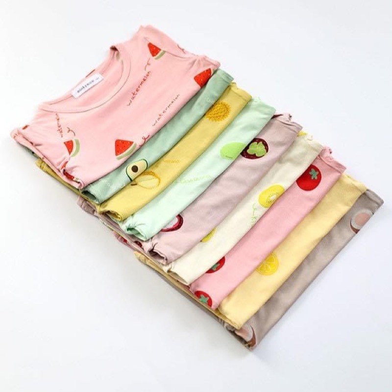 💥Mẫu mới💥 Bộ Minky loại 1 cộc tay hoa quả chất thun mát lạnh cho bé từ 7-24 kg