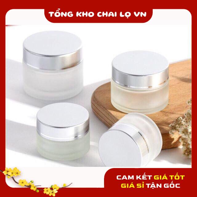 Hủ Đựng Kem ❤ SIÊU RẺ ❤ Hũ chiết mỹ phẩm thủy tinh mờ 5g,10g,15g,20g,30g đựng kem face, phụ kiện du lịch