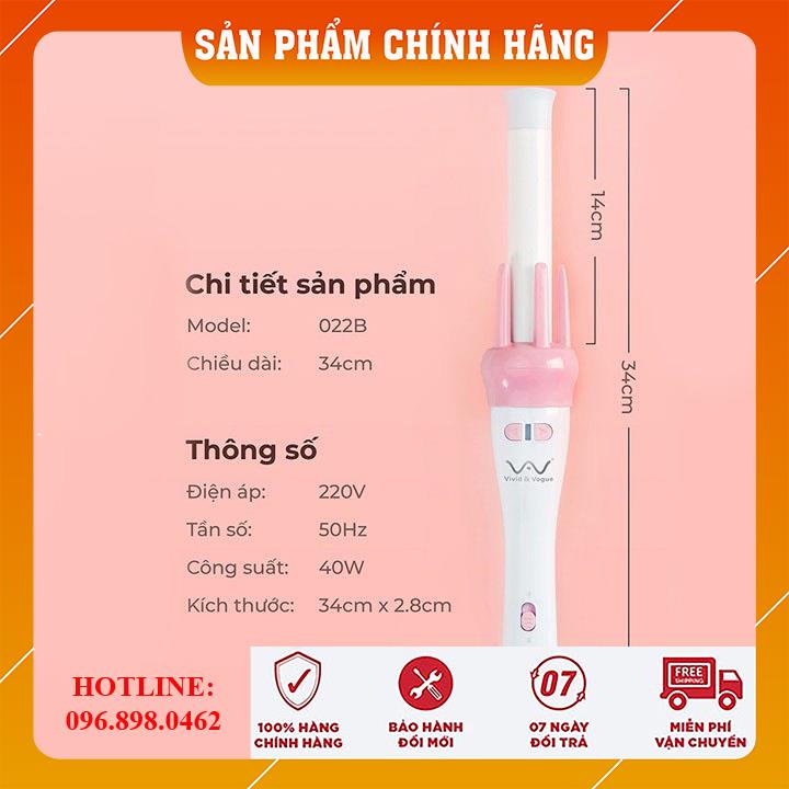 Máy Uốn Tóc, Máy Duỗi Tóc Mini Tự Xoay Tạo Kiểu Uốn Tóc Xoăn Gợn Sóng VIVID &amp; VOGUA [FREESHIP - CHÍNH HÃNG]