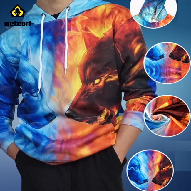 Áo hoodie dài tay có mũ trùm đầu hình sói cá tính | BigBuy360 - bigbuy360.vn