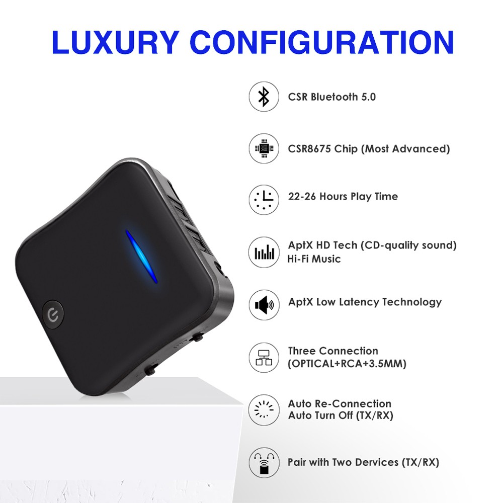 [Mã 155ELSALE giảm 7% đơn 300K] Thiết Bị Thu Phát Nhạc Không Dây Bluetooth 5.0 BT-B19 (Hỗ Trợ Cổng Optical)