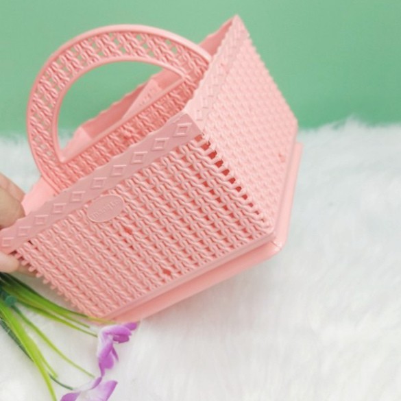 Giỏ nhựa đựng đồ đa năng/ văn phòng phẩm/ dụng cụ/ có quai xách siêu cute đồ dùng gia đình