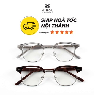 Gọng kính cận nam nữ clubmaster GT2114 Hibou Optical làm khuôn mặt nhỏ gọn hơn - Chuyên lắp mắt cận loạn siêu mỏng