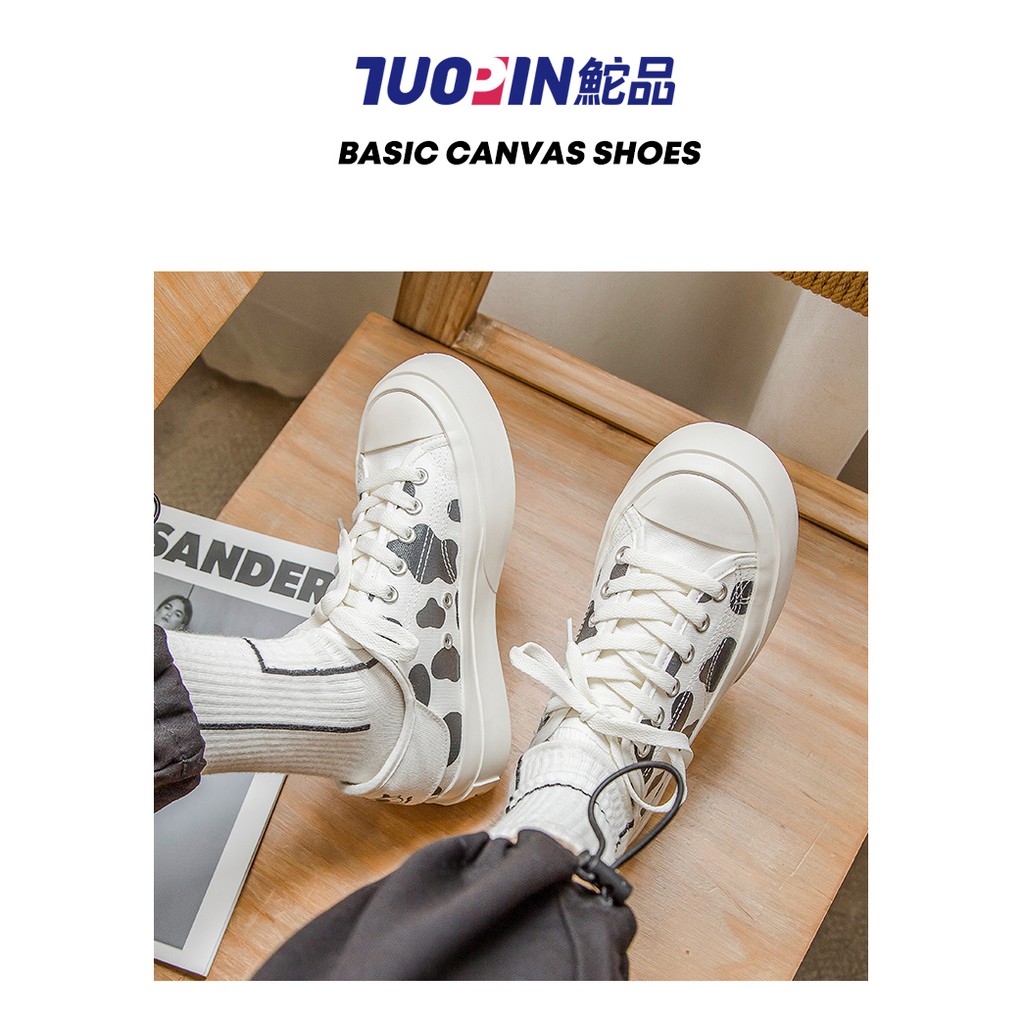 [Mã FASHIONT4WA2 giảm 10k đơn từ 50k] Giày nữ chất vải canvas mềm ulzzang bò sữa - cow milk2021_MƠI Vê_FREE