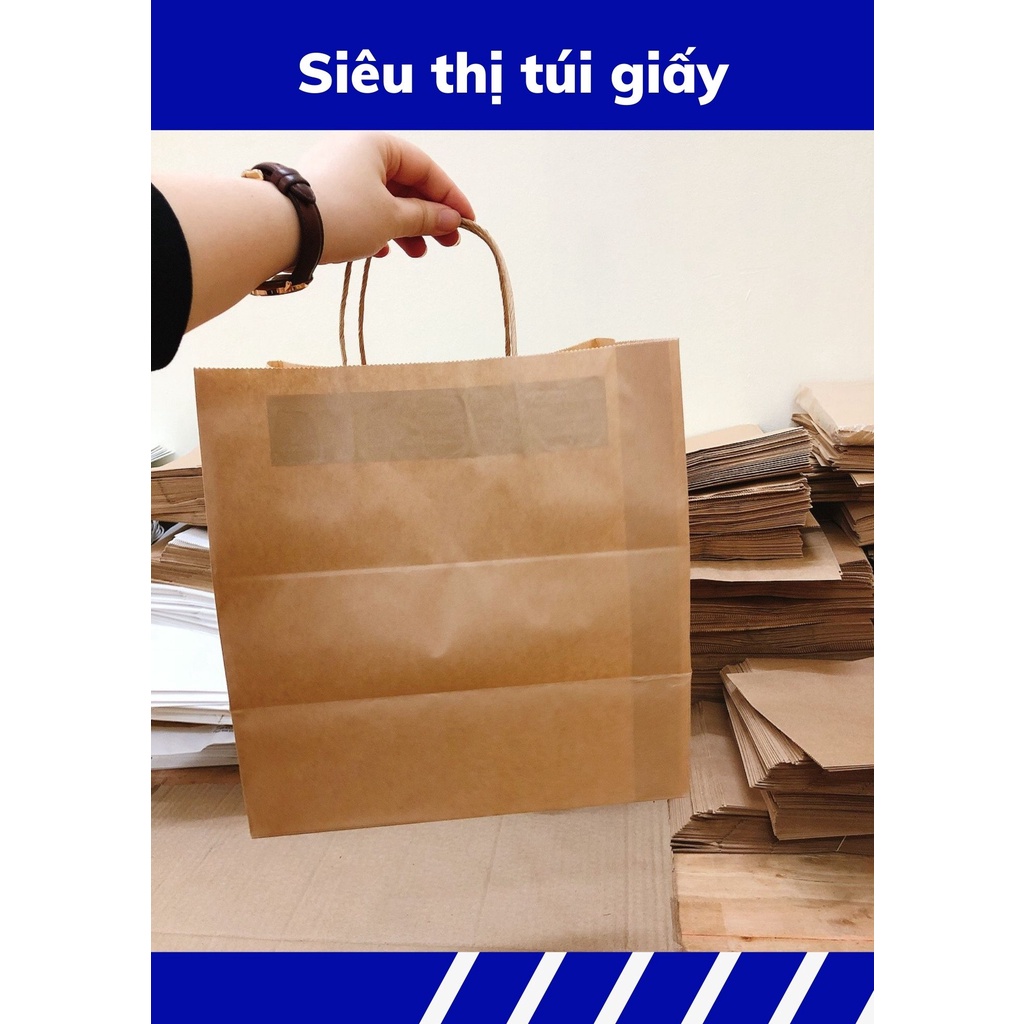 COMBO 50 CHIẾC TÚI GIẤY KRAFT S21: 28x17x29 cm CÓ QUAI ( ẢNH THẬT)