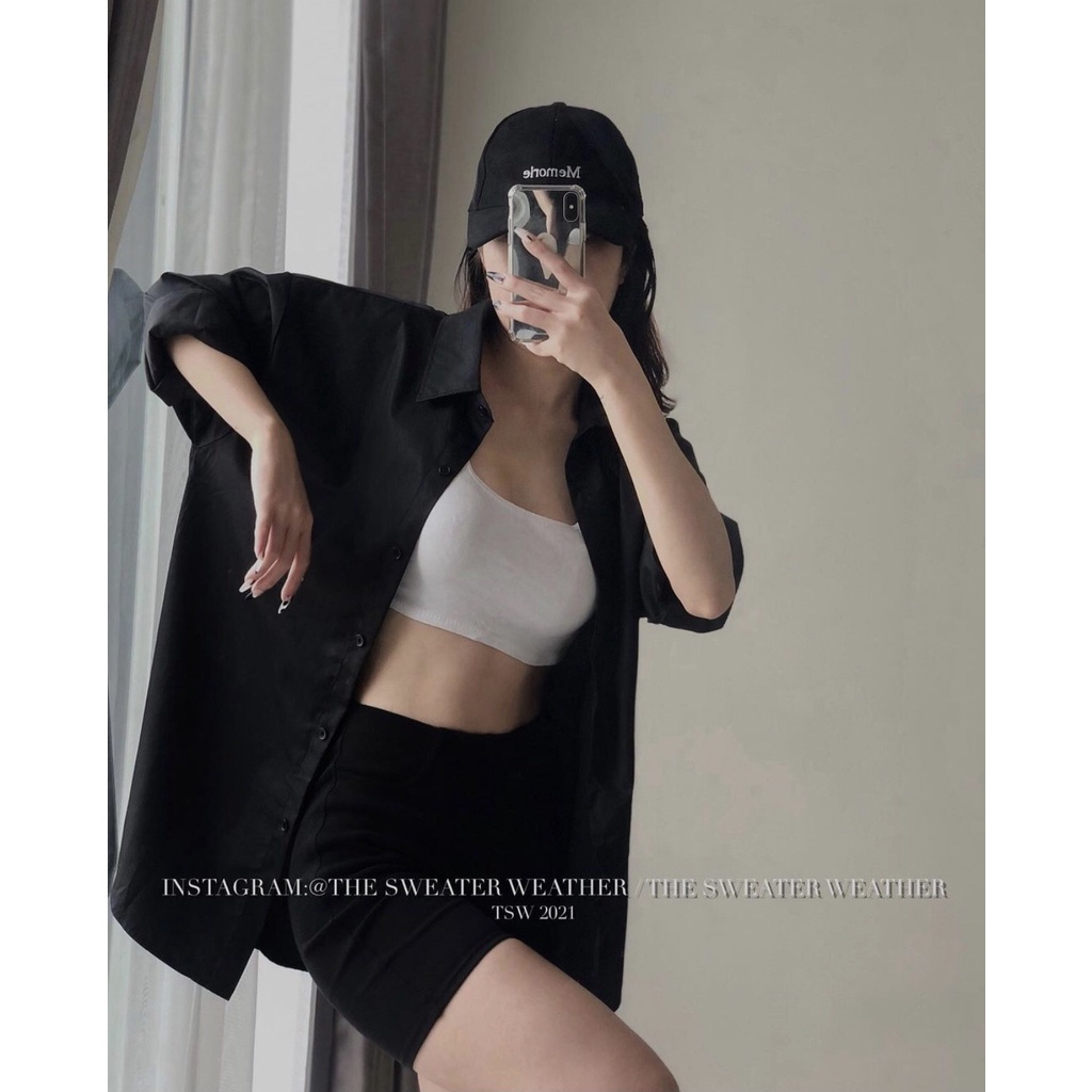 [Ảnh thật/Sẵn] Áo sơ mi trơn dài tay form rộng nhiều màu ulzzang