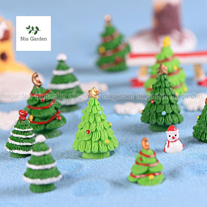 Cây thông Noel mini trang trí giáng sinh chậu cây tiểu cảnh Christmas decor Nia Garden N5