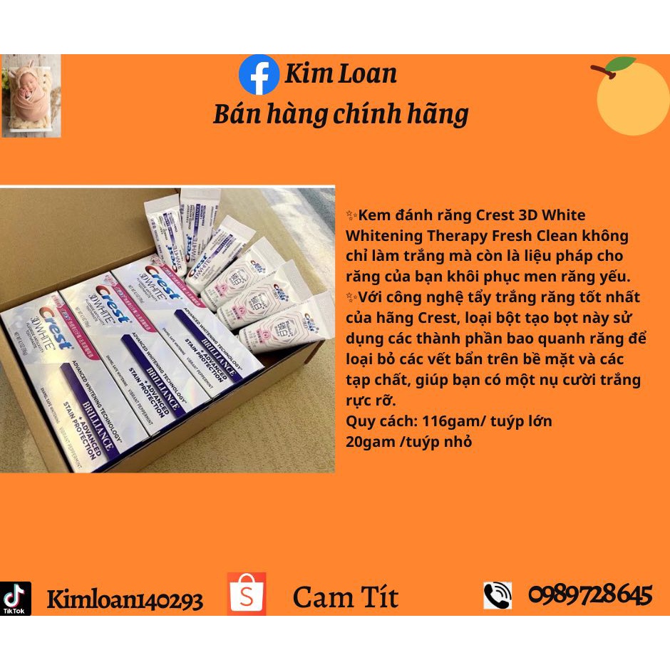 KEM ĐÁNH RĂNG CREST 3D WHITE WHITENING THERAPY FRESH