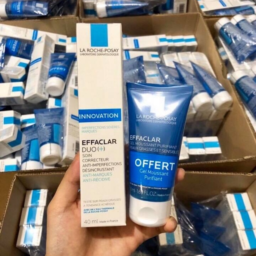 Set Kem Giảm Mụn La Roche Posay - Tuýp Duo+ (40ml) tặng Sữa Rửa Mặt Effaclar (50ml) - licyhouse