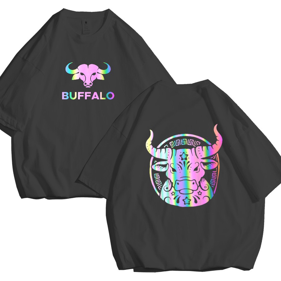 Áo thun phản quang 7 màu tay lỡ Nam Nữ Trâu