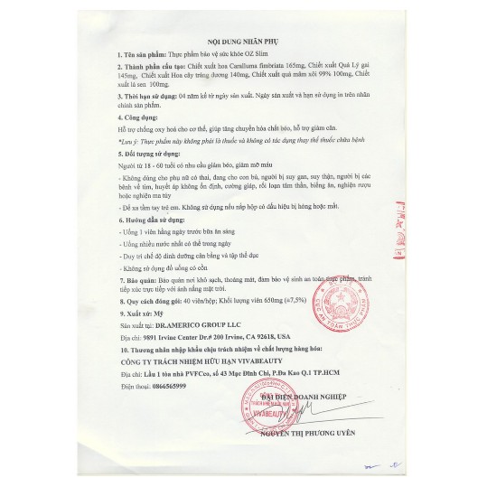 VIÊN UỐNG GIẢM CÂN THẢO DƯỢC OZ SLIM 40 VIÊN