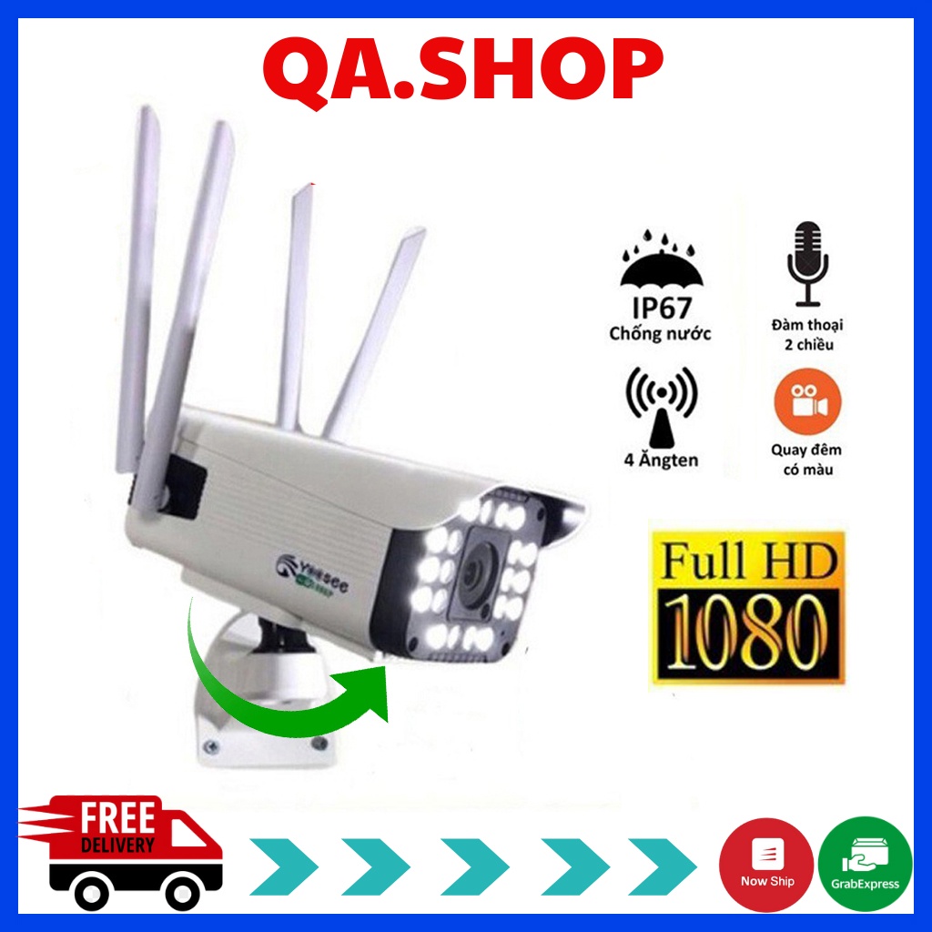 Camera yoosee ngoài trời 4 râu, 20 ĐÈN ,THÂN XOAY, Ban Đêm Có Màu - Camera wifi kèm thẻ nhớ yoosee | BH 12 ThánG