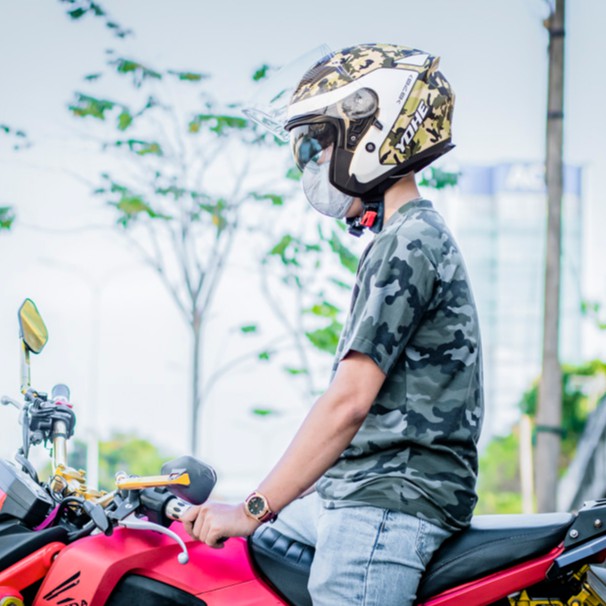 Đổ buôn - Mũ bảo hiểm 3/4 YoHe 878 - 2 kính, mũ phượt. nón bảo hiểm Motor. nón 3/4. nón 2 kính