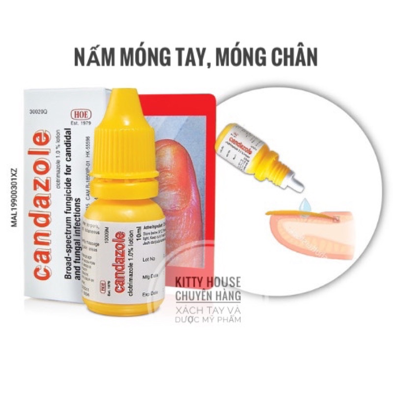 Dung Dịch Loại Bỏ Nấm Móng Tay, Móng Chân Candazole Lotion chai 10ml.