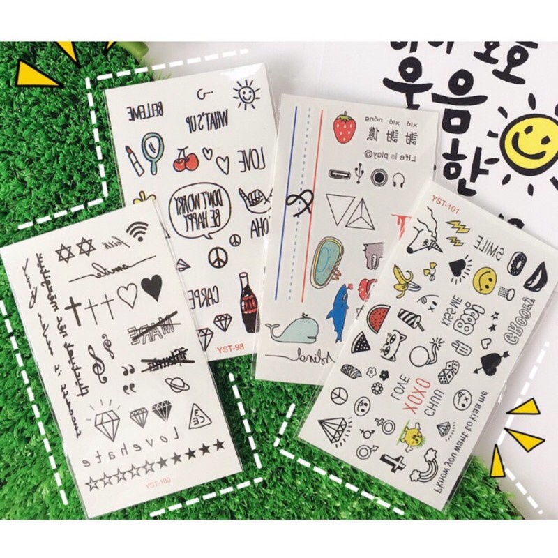Set 2 Hình Xăm Dán Tattoo Mini Tạm Thời Chống Nước Họa Tiết Hot Trend độc đáo nhiều mẫu
