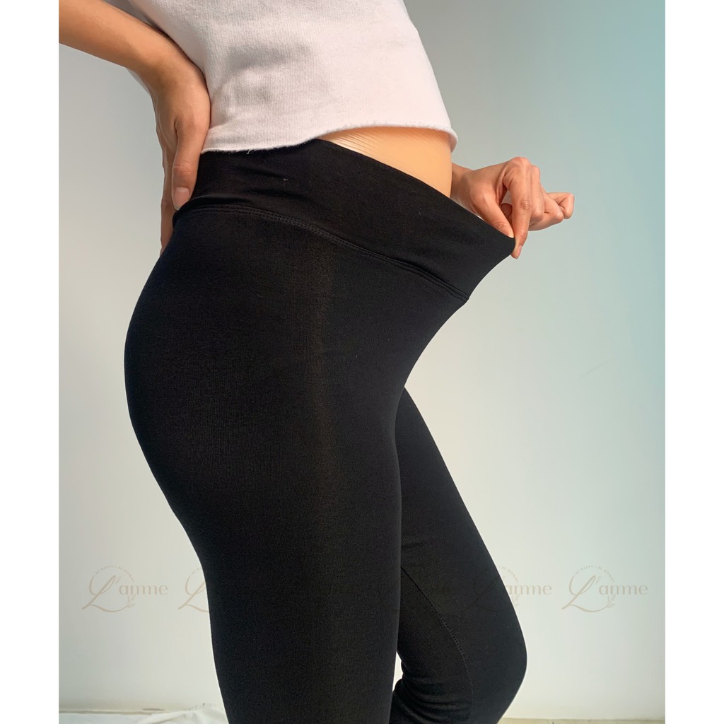 Quần bầu Legging Cạp Chéo chất liệu cotton co giãn tốt, mỏng thoáng, phù hợp với mùa hè thiết kế bởi LAMME