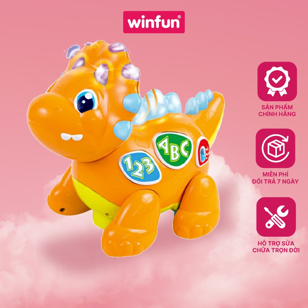 Khủng long cảm ứng biết đi ngộ nghĩnh Winfun 1145 - Đồ chơi tập bò vận động đuổi bắt cho bé - học chữ số có nhạc