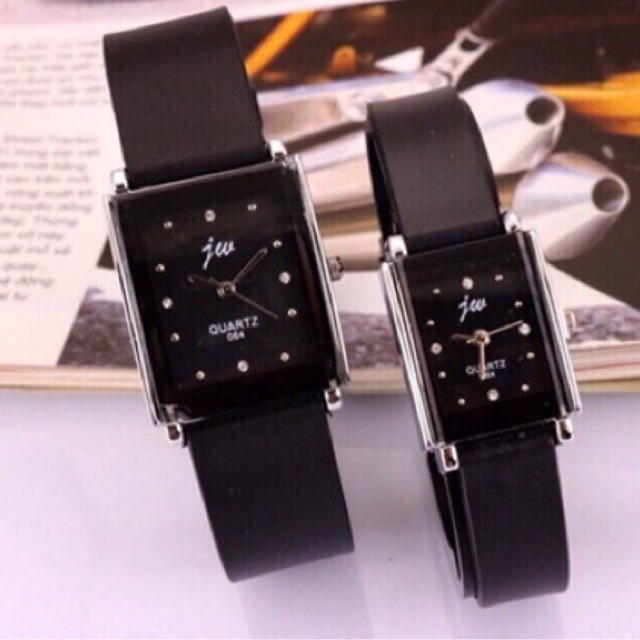 [Giá sỉ] Đồng hồ cặp nam nữ Jw L5078 dây cao su mặt chữ nhật | BigBuy360 - bigbuy360.vn
