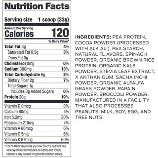 Bột pha sữa thuần chay hữu cơ Vega protein & greens
