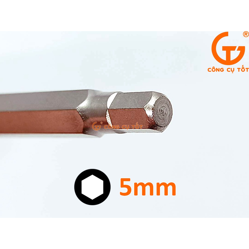 Vỉ 10 đầu bắt vít lục giác đực 5 mm dài 65 mm chuôi lục TOP