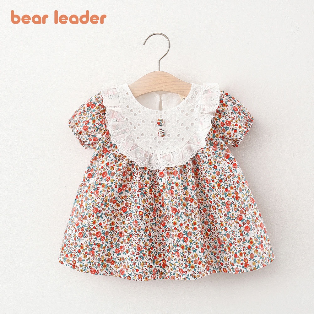 Đầm BEAR LEADER phong cách công chúa cổ tròn phối ren hoa thời trang mùa hè cho bé gái 1-4 tuổi