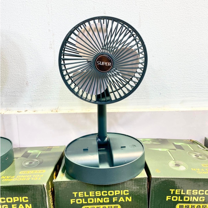 Quạt sạc tích điện mini gấp gọn, 3 chế độ gió, có điều chỉnh cao thấp