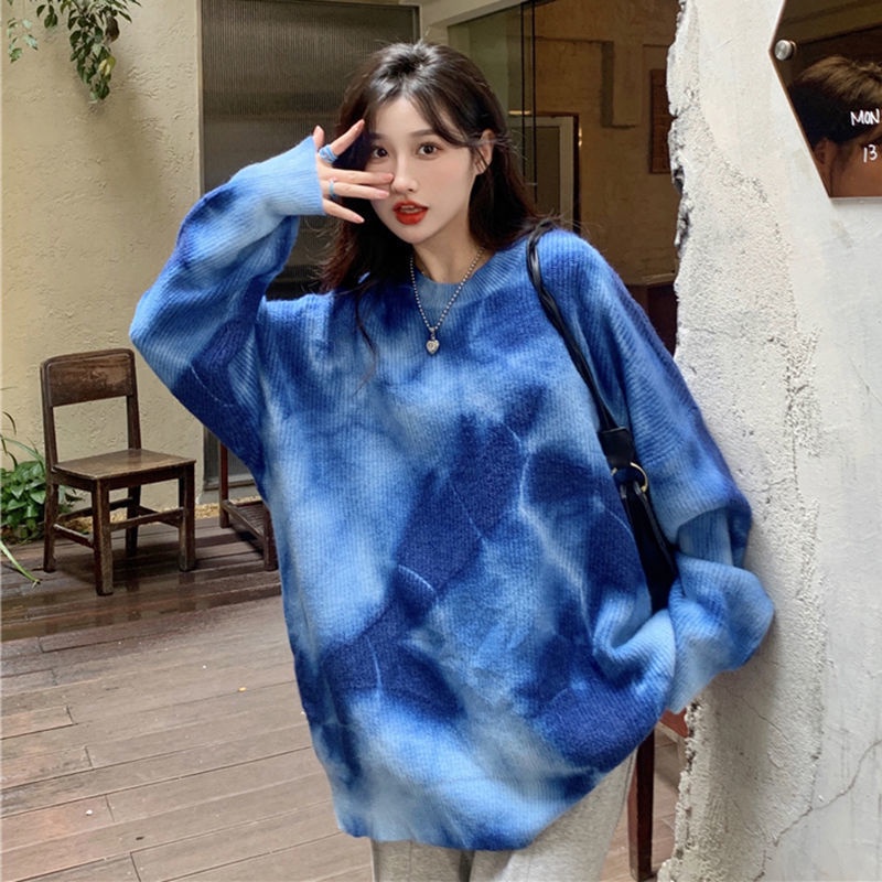 COZOK Áo sweater Tay Dài Nhuộm Màu Thời Trang Cho Nữ