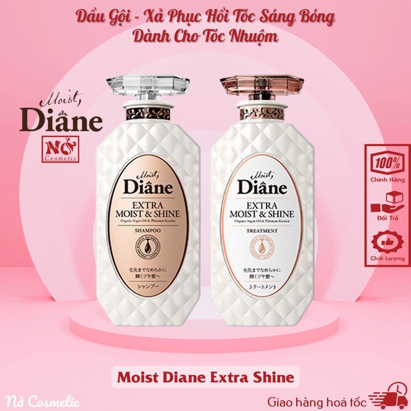 Dầu Gội/ Xả Phục Hồi Tóc Sáng Bóng Dành Cho Tóc Nhuộm -Moist Diane Extra Shine 450mlx2