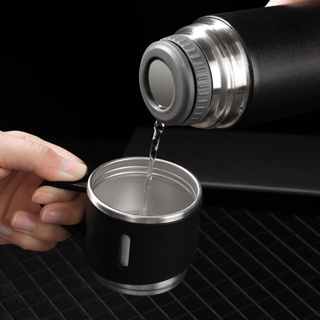 Bình giữ nhiệt cao cấp kèm 2 cốc inox có quai Giá Rẻ