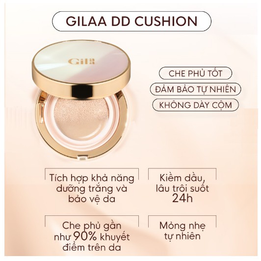 Combo Phấn nước Gilaa Long Wear DD Cushion (13g) &amp; Gilaa Plumping Lip Serum (3.8g)