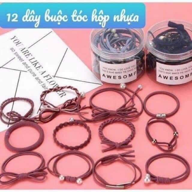Set 12 Dây Buộc Tóc Hàn Quốc Siêu Xinh Kèm Hộp Đựng-GIAO NGẪU NHIÊN