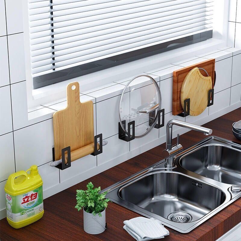 Giá Đỡ Nắp Nồi Bằng Inox Dán Tường Hoặc Khoan Tường Đa Năng Tiện Lợi Sang Trọng