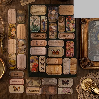 (ST064) Sticker vintage cuống vé nhiều kích thước x120 cái