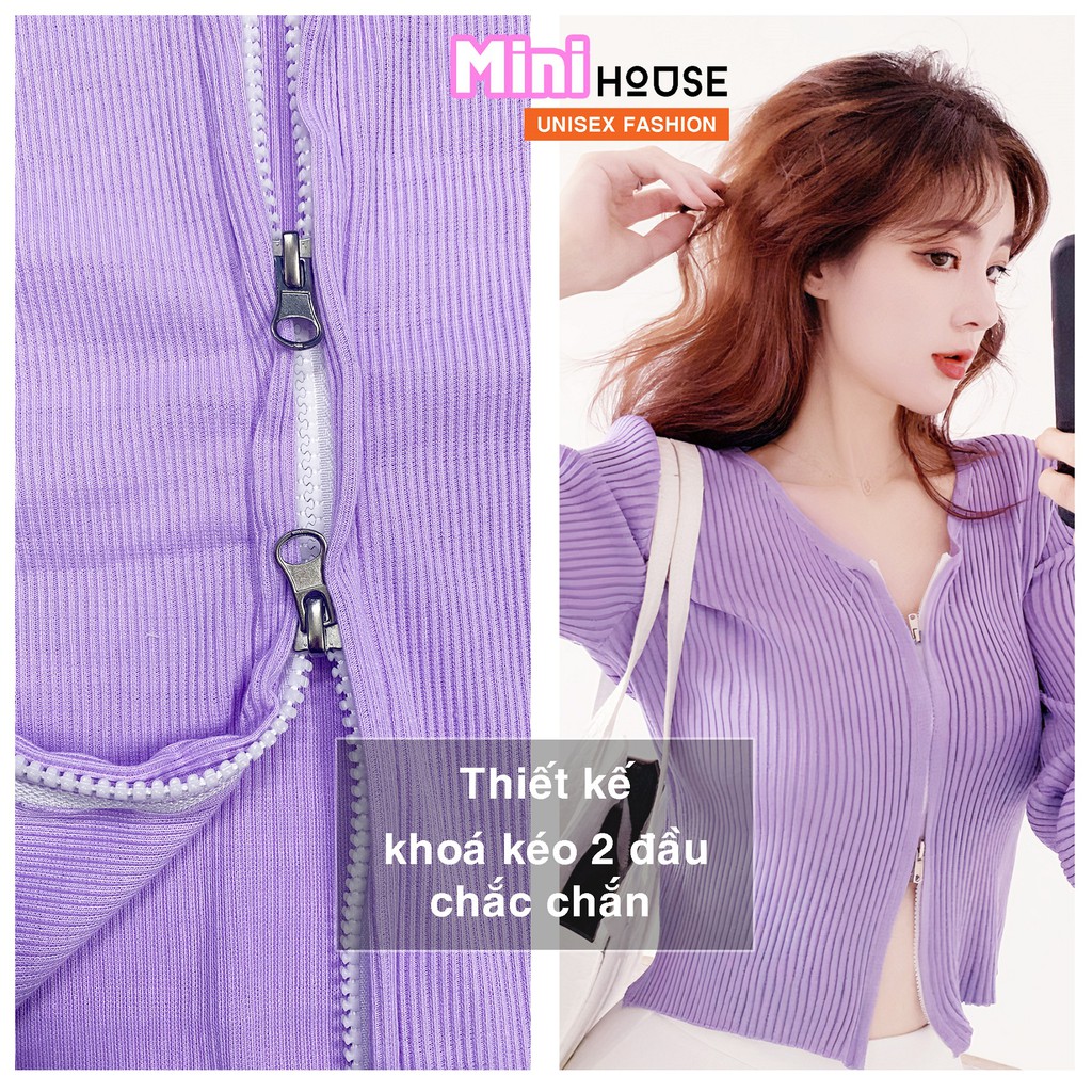 Áo Croptop tay dài ZAMAC ôm body cổ tim chất len tăm phong cách Ulzzang ZAG1