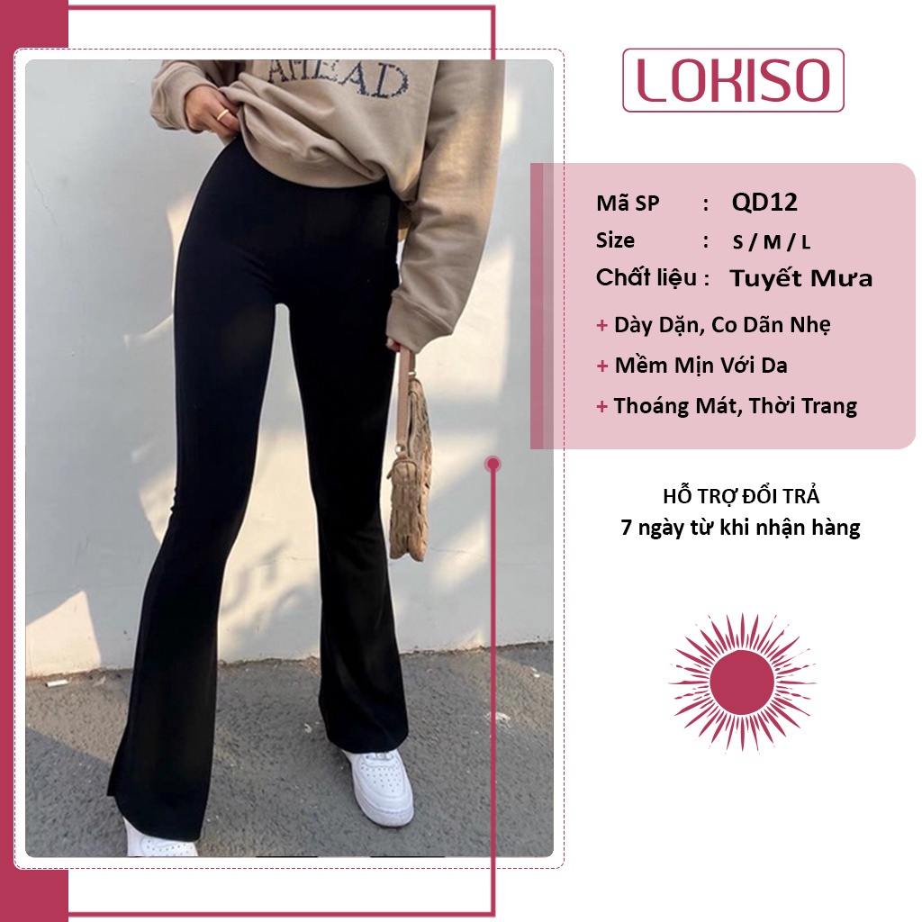 Quần ống loe nữ lưng cao quần tây dài công sở LOKISO QD12