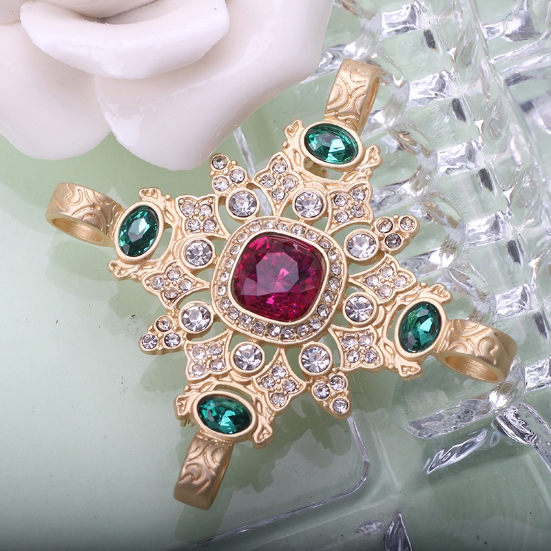 Trâm Cài Áo Mạ Vàng Hình Hoa Đính Đá Và Ngọc Trai Phong Cách Vintage