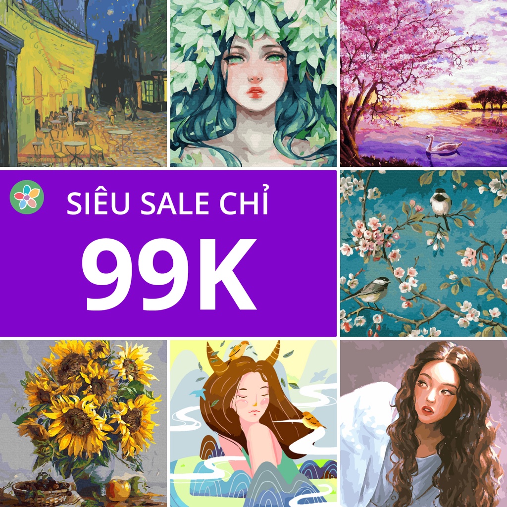 Tranh số hoá Tiệm vẽ mùa hè các mẫu sale 99k - 119k