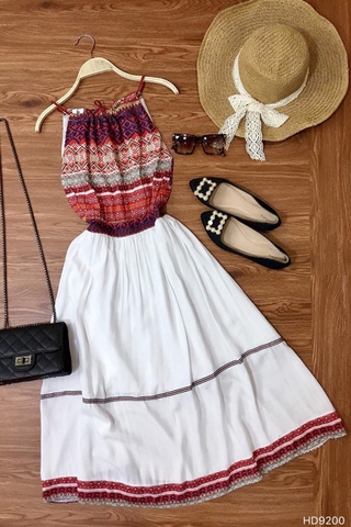 Đầm 2 dây yếm thổ cẩm