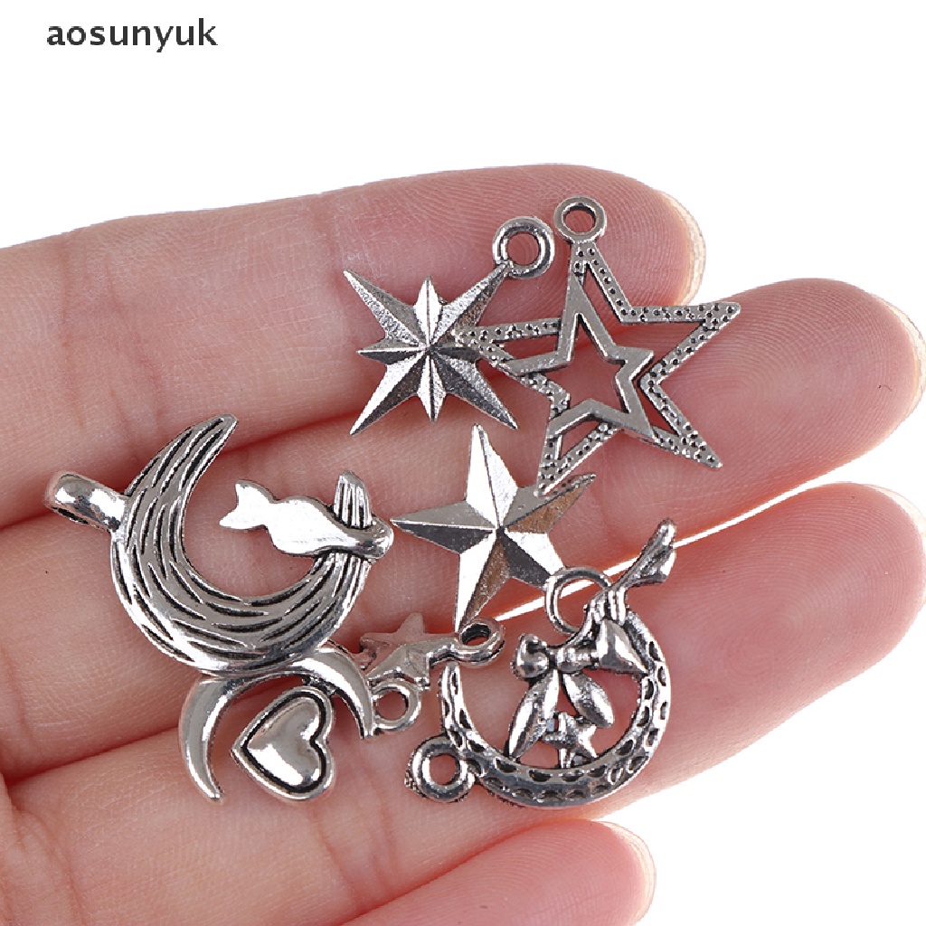 70pcs Sun Moon Stars Charms Pendant For Diy Jewelry Necklace Bracelet Making .