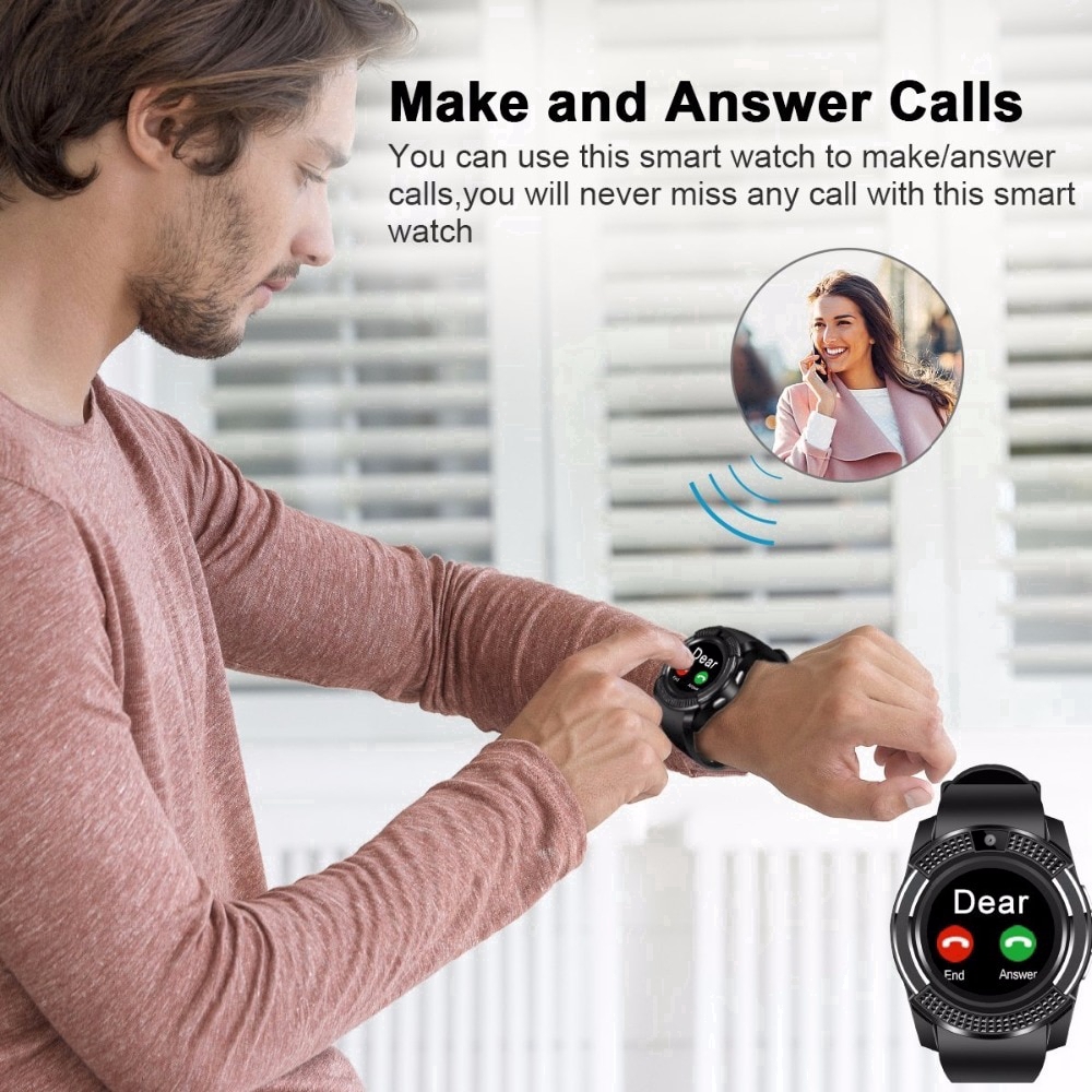 Đồng hồ thông minh kết nối Bluetooth có camera và khe cắm thẻ sim thời trang chất lượng cao