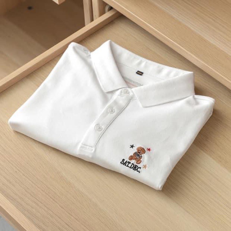 [Tặng Cột Tóc] Áo polo thêu gấu nâu chất thun cá xấu mát mịn, Áo thun nam về đủ 2 màu