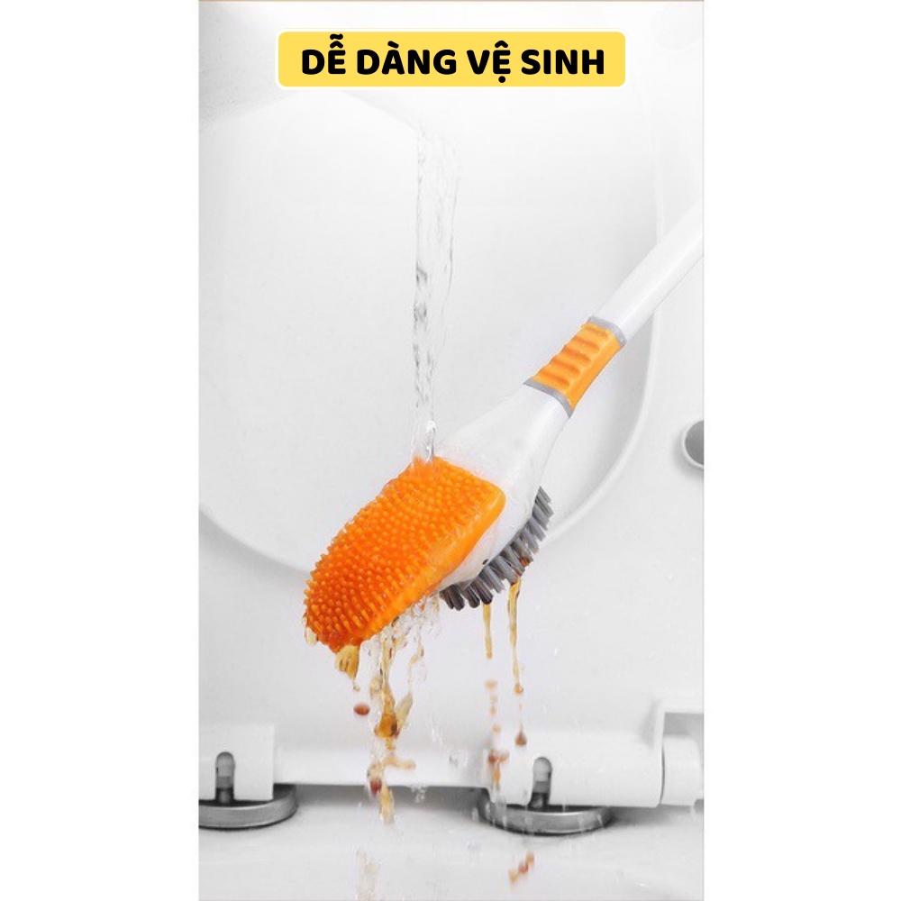 Bàn Chải, Chổi Cọ Nhà Vệ Sinh Nhà Tắm Silicon Hình Con Vịt Đáng Yêu, Kèm Theo Hộp Đựng Dán Tường
