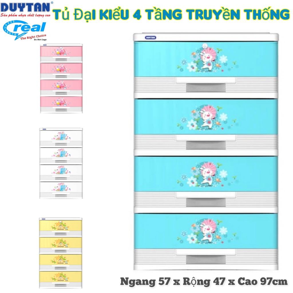HOẢ TỐC Tp.HCM+ [ĐÃ LẮP RÁP HOÀN THIỆN] TỦ NHỰA DUY TÂN 4 TẦNG ĐẠI KIỂU - KT : Ngang 57 * Rộng 47 * Cao 97cm