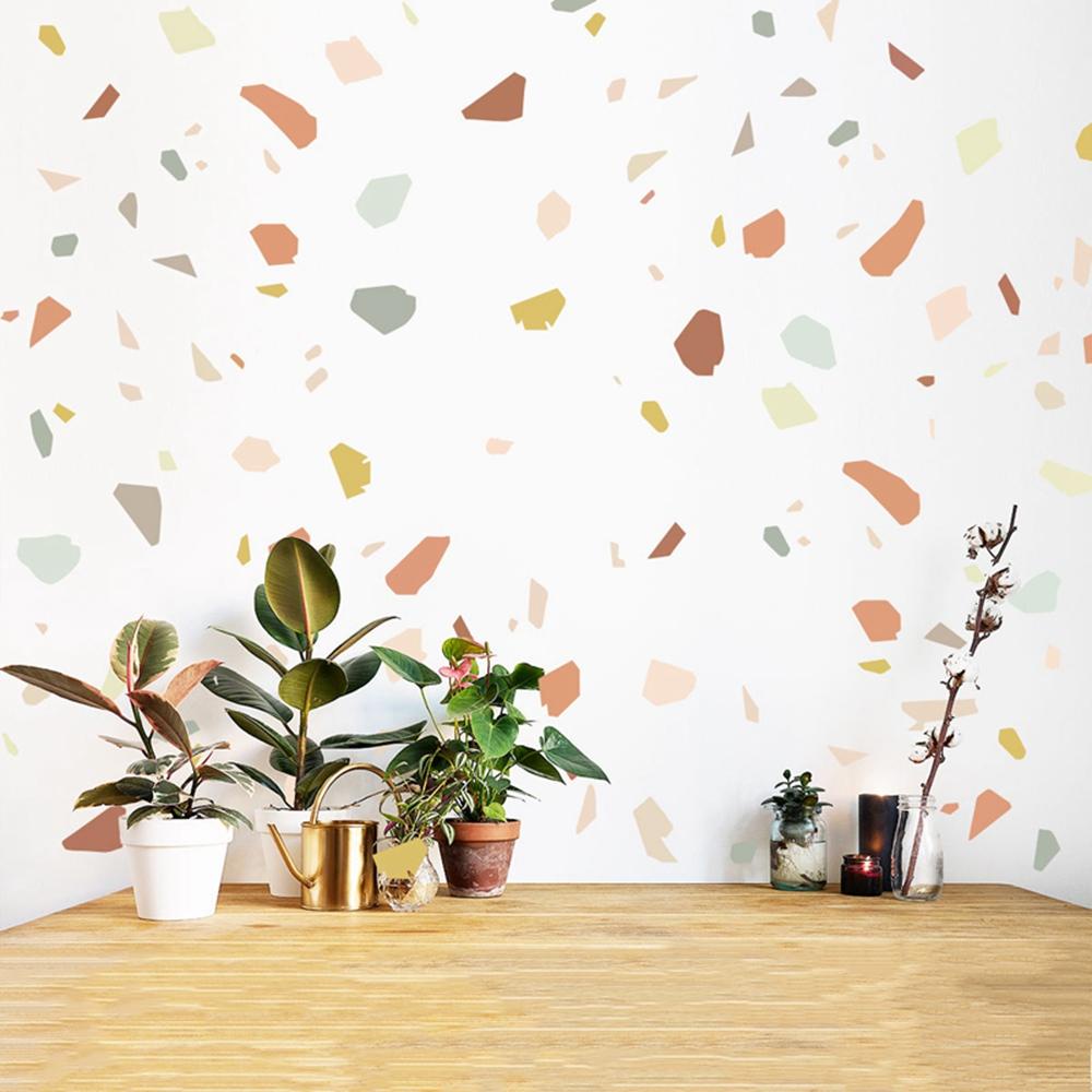 Miếng Dán Tường PVC Hình Terrazzo Màu Sắc|Phụ Kiện Trang Trí Nhà Cửa Độc Đáo Sáng Tạo