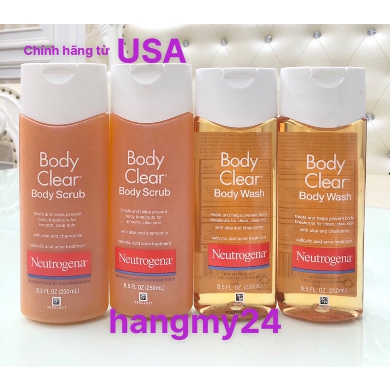 Sữa tắm sạch mụn và tẩy tế bào chết da Neutrogena Body Clear 250ml Hàng Authentic