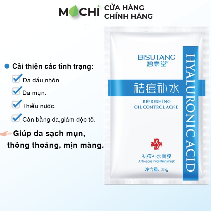 Mặt Nạ HA Anti-Acne Giảm Mụn Đầu Đen BISUTANG Cấp Ẩm Da Khô, Kiềm Dầu Hyaluronic Acid Nội Địa Trung - MOCHI SHOP